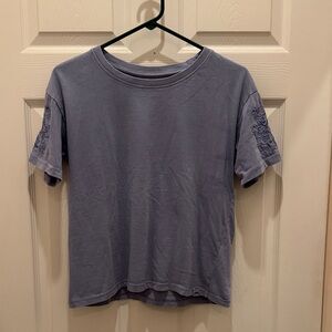 C&C California Toni Floral Embroidered Sleeve Tee